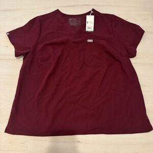 Figs Wine Red Scrub Top